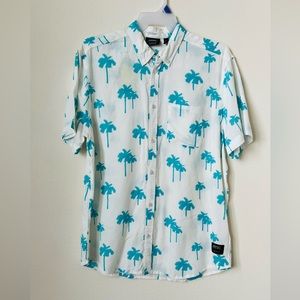 Wesc Button palm tree White and blue Shirt| Unisex| Xl